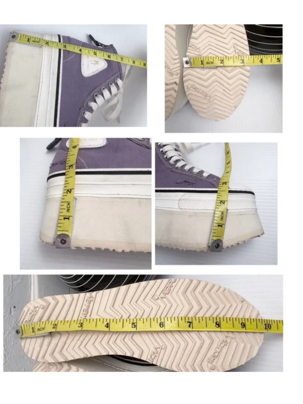 R13 Purple Platform High-Top Distress Sneakers with White Accents Size 34 US 4